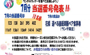 40周年イベント企画　当選番号発表7月分